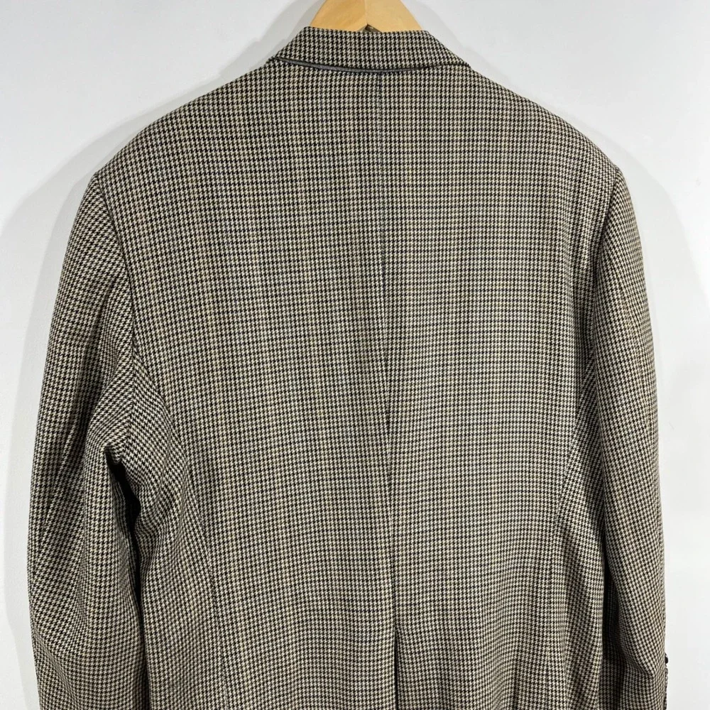 Pendleton Heritage VTG Mens 46L Wool Blazer Brown Houndstooth Sport Coat Jacket